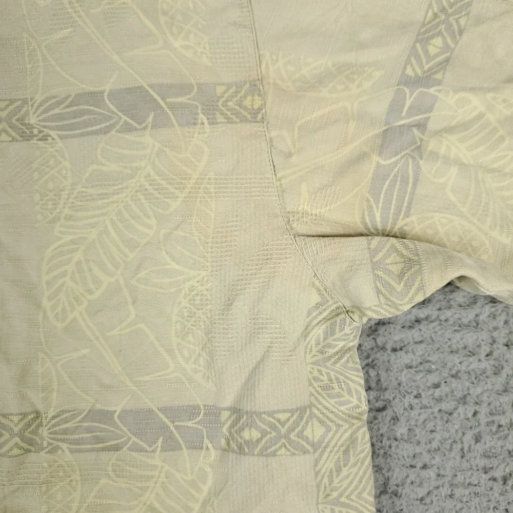 Tommy Bahama Shirt Mens Large Ivory Silk Tropical Camp Hawaiian Button Up * - Picture 4 of 8